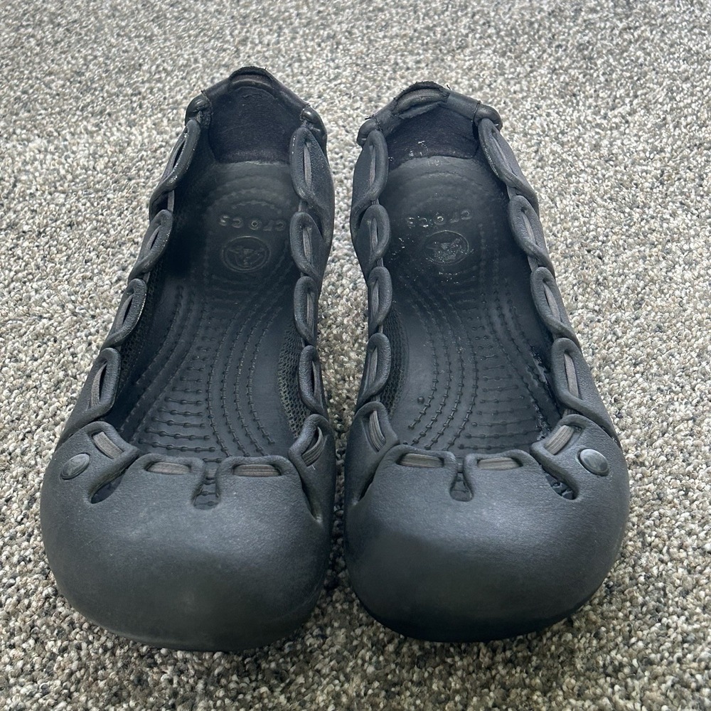 Crocs Springi Flats Womens 8 Black Graphite Ballet Shoes Stretch Slip On Comfort - Picture 2 of 6